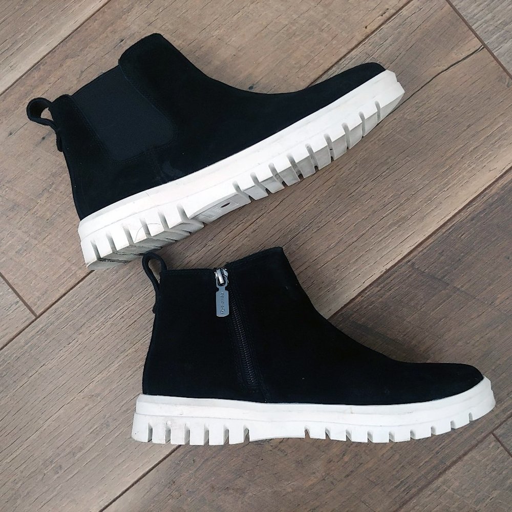 Blondo Black Ankle Boots with White Soles